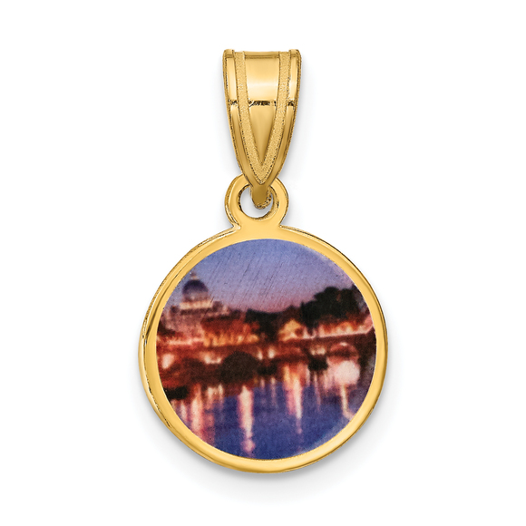Sterling Silver/Gold-plated Small Picture Jewelry Disc Pendant - Picture 1 of 4